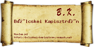 Bölcskei Kapisztrán névjegykártya